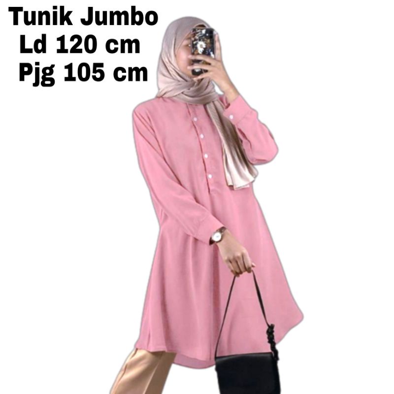 Baju Tunik Wanita Jumbo Polos XXL LD 120 Cm Terbaru 2023 Bahan Moscrepe Import . Atasan Wanita Oversize Viral Tunik Cewek Dewasa Big Size Kekinian Brilie