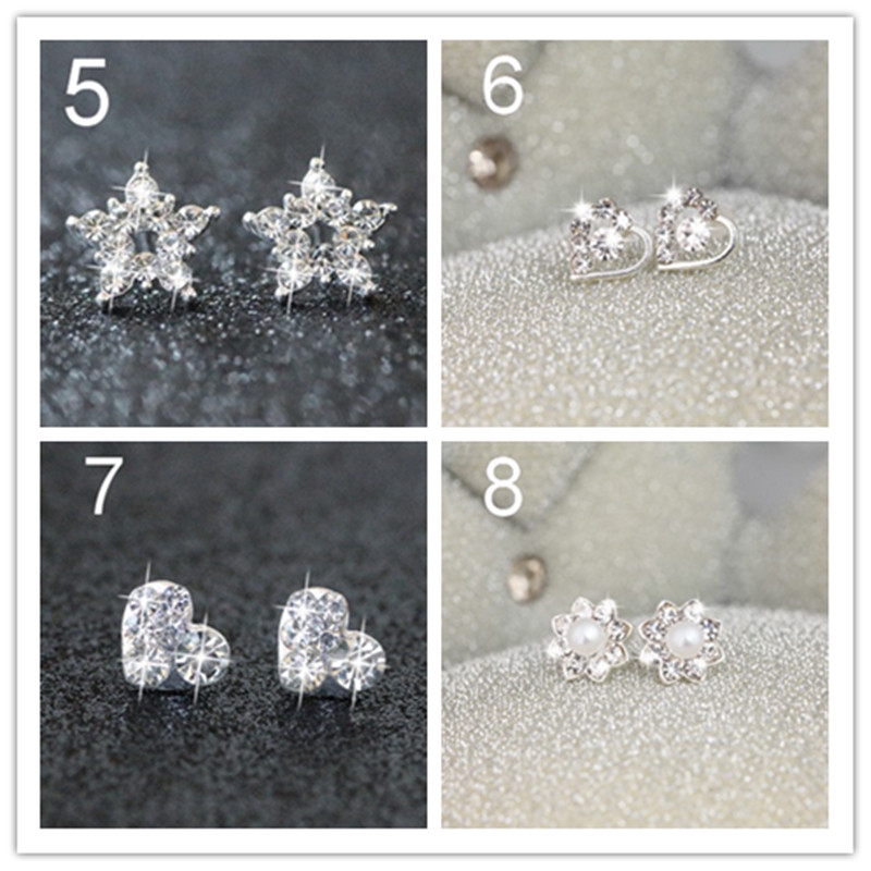 Fashion Heart Star Pearl Rhinestone Stud Earrings For Women Girls Charms Jewelry Wholesale