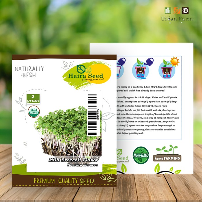 Benih-Bibit Microgreen Brokoli Mild Flavor Organik (Haira Seed)