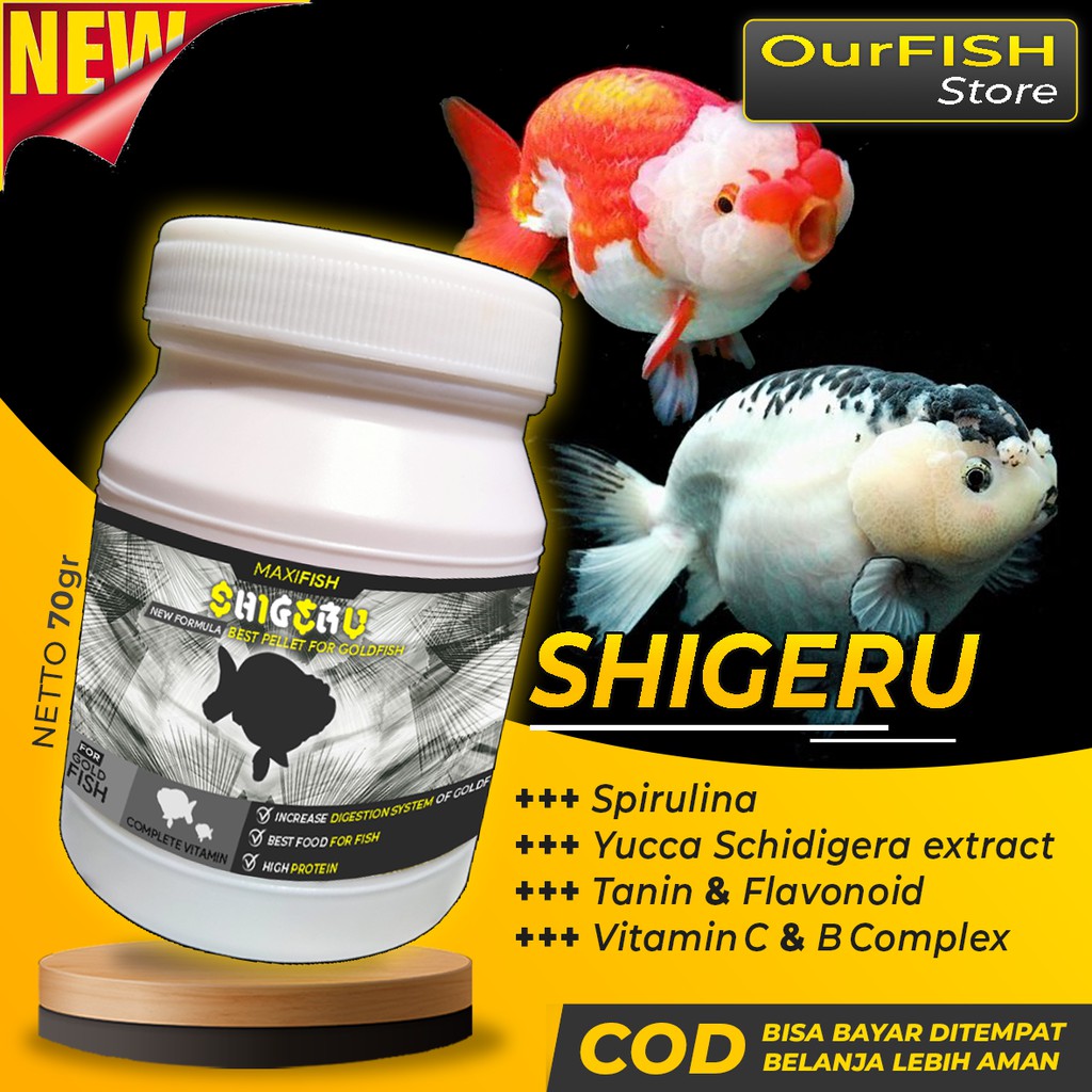 Pakan Ikan Koki SHIGERU Pakan Ikan Goldfish Mas Koki Oranda Ranchu Ryukin Rancu Mutiara Koi Blitar