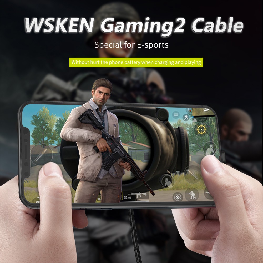 WSKEN Kabel Charger Handphone Micro USB 2A 1.2 Meter Downward Port
