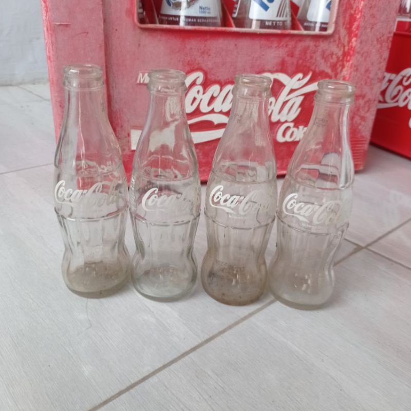 BOTOL KACA COCA-COLA PUTIH VINTAGE LAWASAN JADUL - 200ml