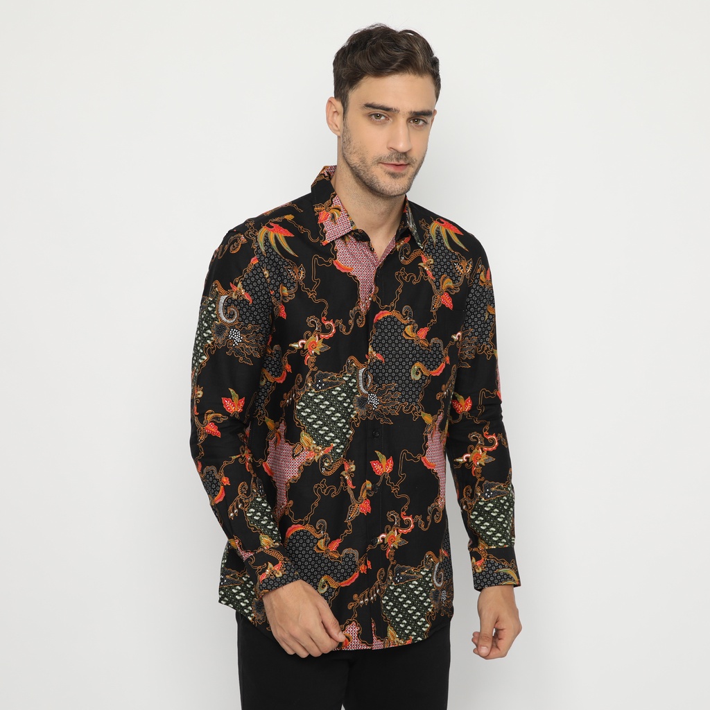 Platini Kemeja Batik Pria Lengan Panjang Hitam 460569