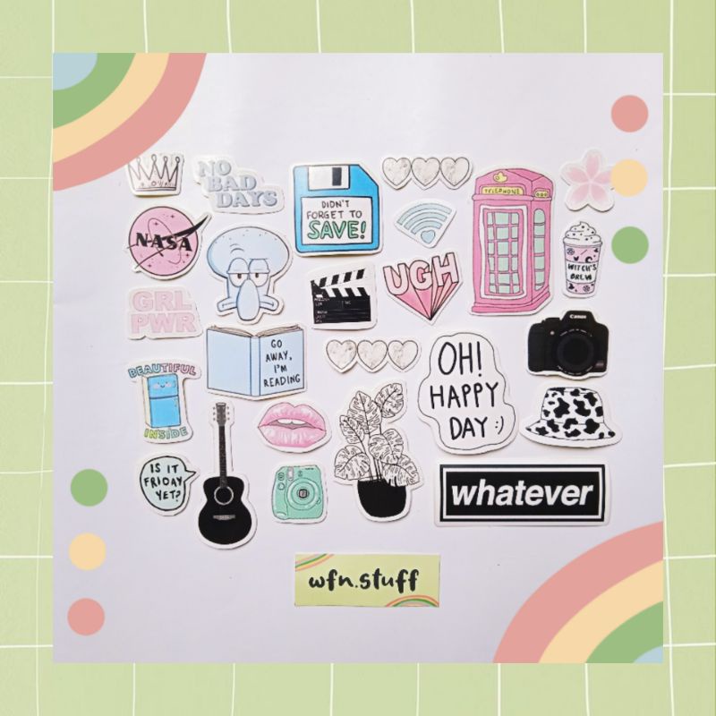 Jual [20 Biji] Stiker Mini Aesthetic Random Stiker Tumblr Stiker