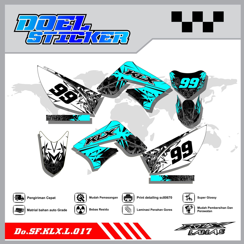 Sticker Striping Honda KLX L , S Lama List Variasi Hologram , Crome Doel 017