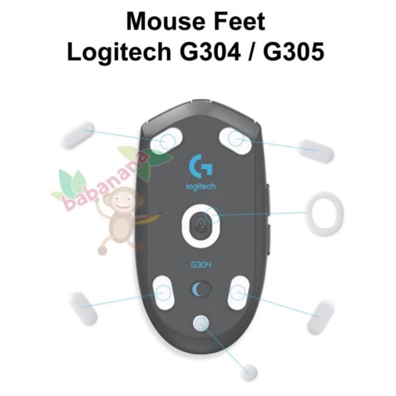 Mouse feet Logitech G304 G305 rubber replacement alas glide putih