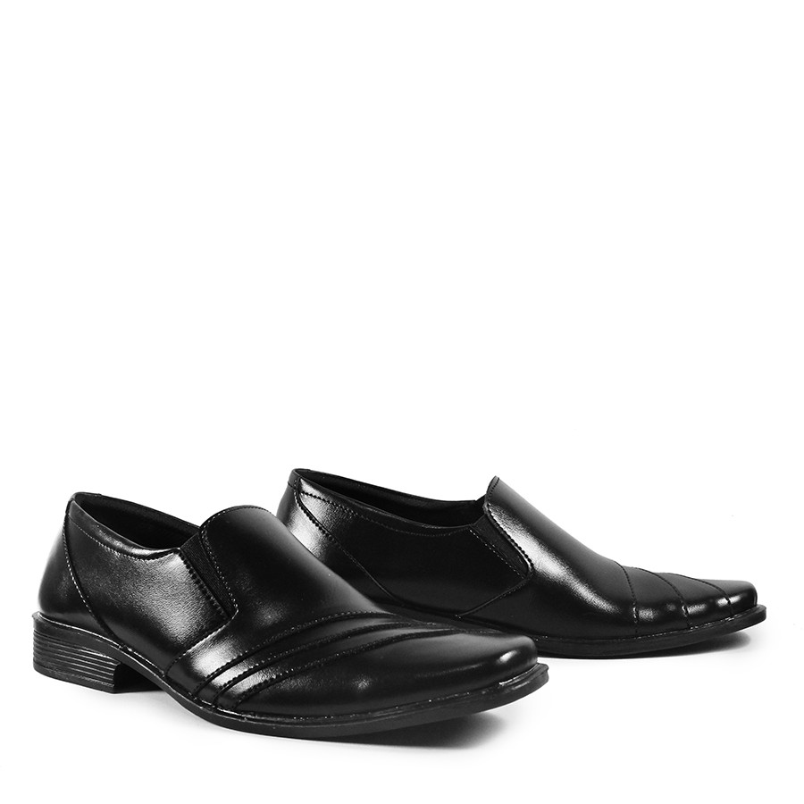 BIG SALE !! Sepatu Casual Formal Pria Pantofel Slop Paul Hitam Kulit Sintetis Kerja Kantor