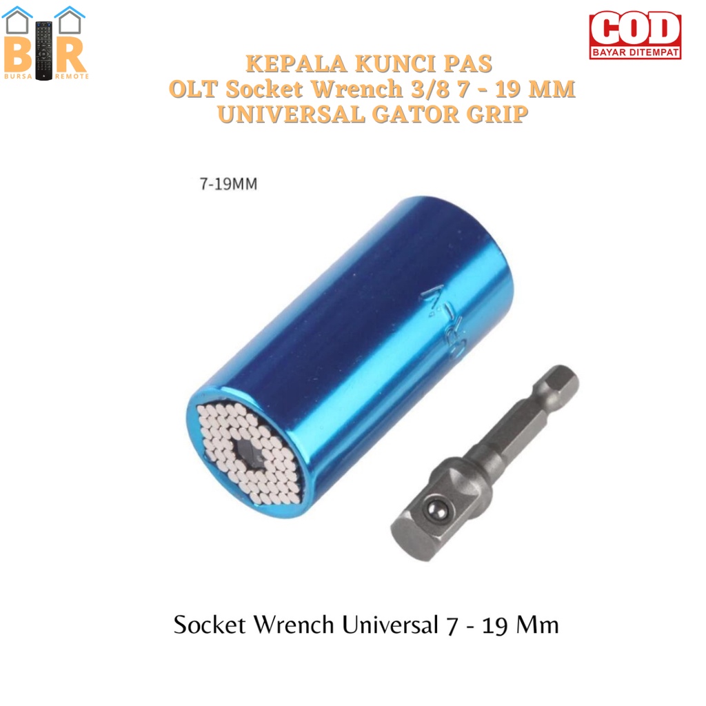 Kepala Kunci Pas BOLT Socket Wrench 3/8 7 - 19mm Universal Gatot Grip