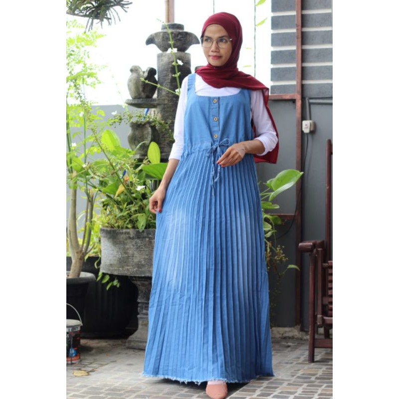 OVERALL JEANS PLISKET TANPA INER