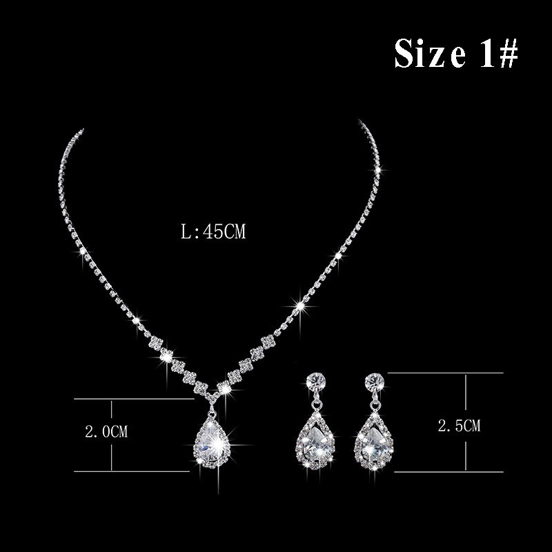 New Angel Tears Pendant Necklace Earrings with Zircon Jewelry set