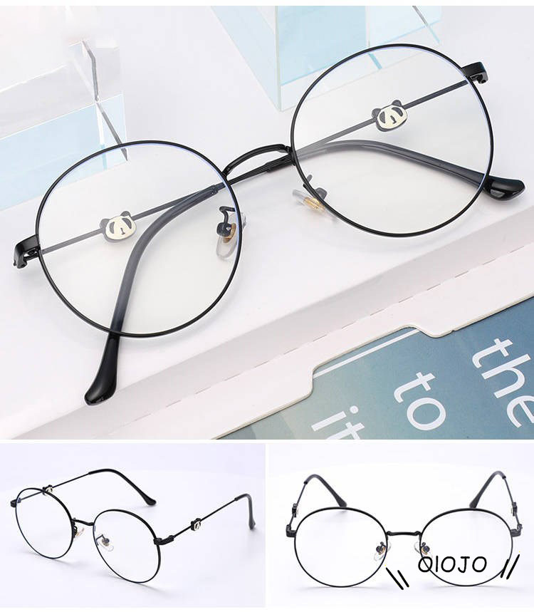 Kacamata Anti Radiasi Fashion Korea Bulat Komputer Anti-blue Light Eyeglasses Wanita / Pria Dengan Bentuk Panda