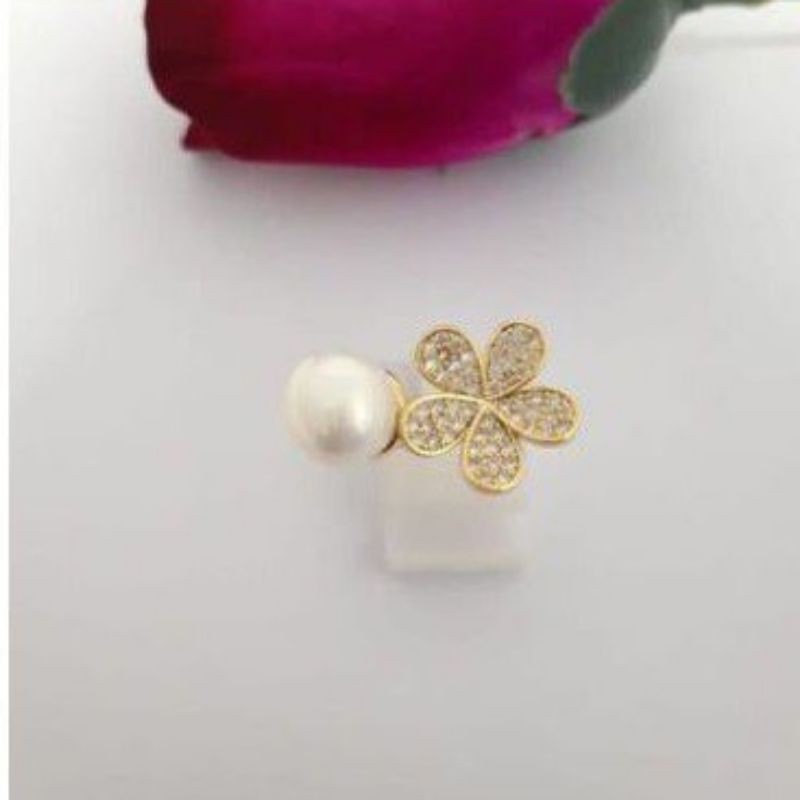 cincin mutiara asli lombok model bunga