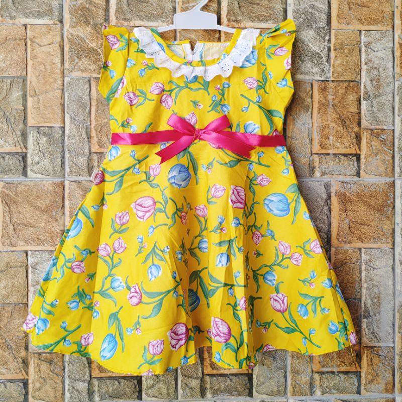 Dress anak 2 3 tahun perempuan cewek pita bunga tulip endors versi baru (Dress pita dinda lembayung )