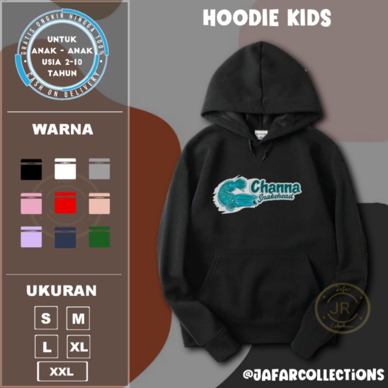 IKAN CHANA Jaket Hoodie anak channa blue pulchra unisex laki-laki perempuan / Hoodie jumper anak cha