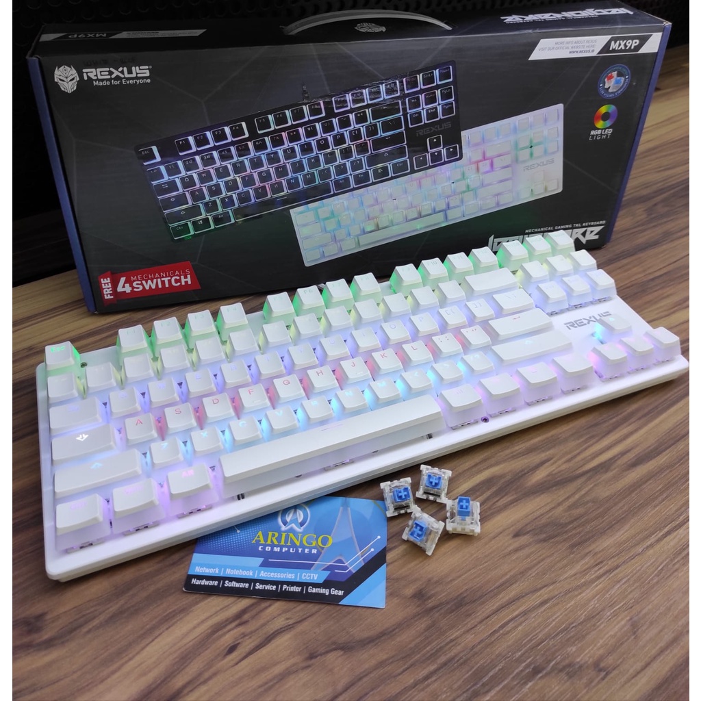 Keyboard Rexus GAMING MECHANICAL RGB MX9 PUDDING WHITE-BLUE SWITCH