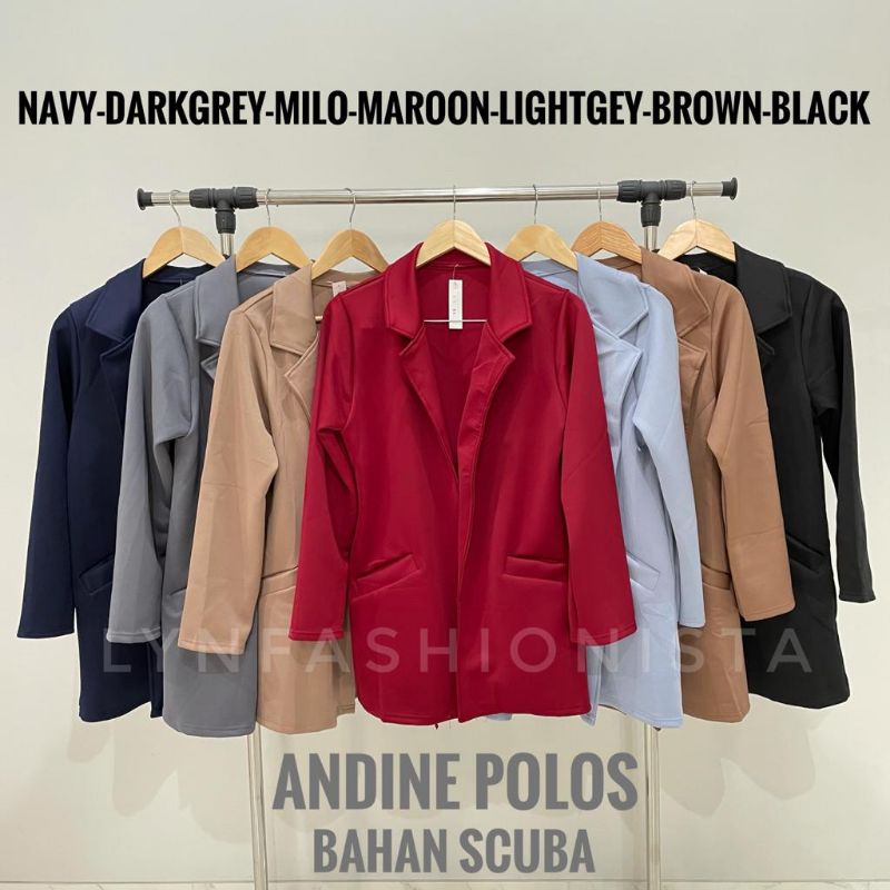 OUTER BLAZER WANITA SCUBA PREMIUM/KARDIGAN KERJA WANITA BASIC POLOS MURAH/ANDINE