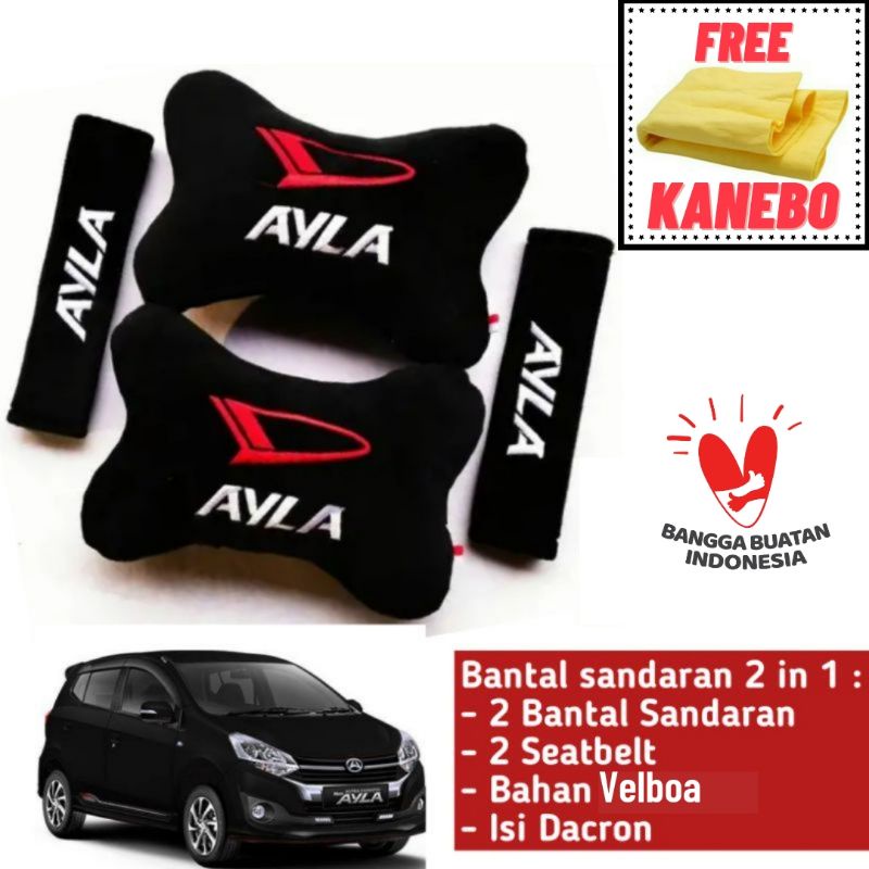 Bantal Mobil CALYA Headrest sandaran kepala leher dan seat belt Bagus Berkualitas Padat Isi