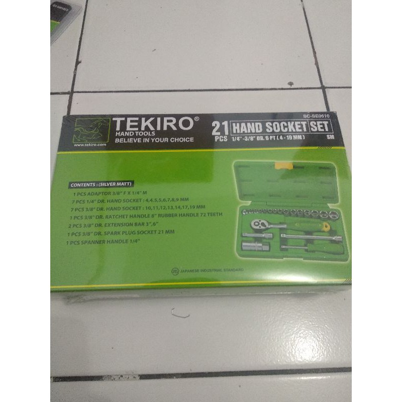 Tekiro Socket Set 21pc 1/4-3/8 Ukuran 4mm-19mm JAPAN STANDART