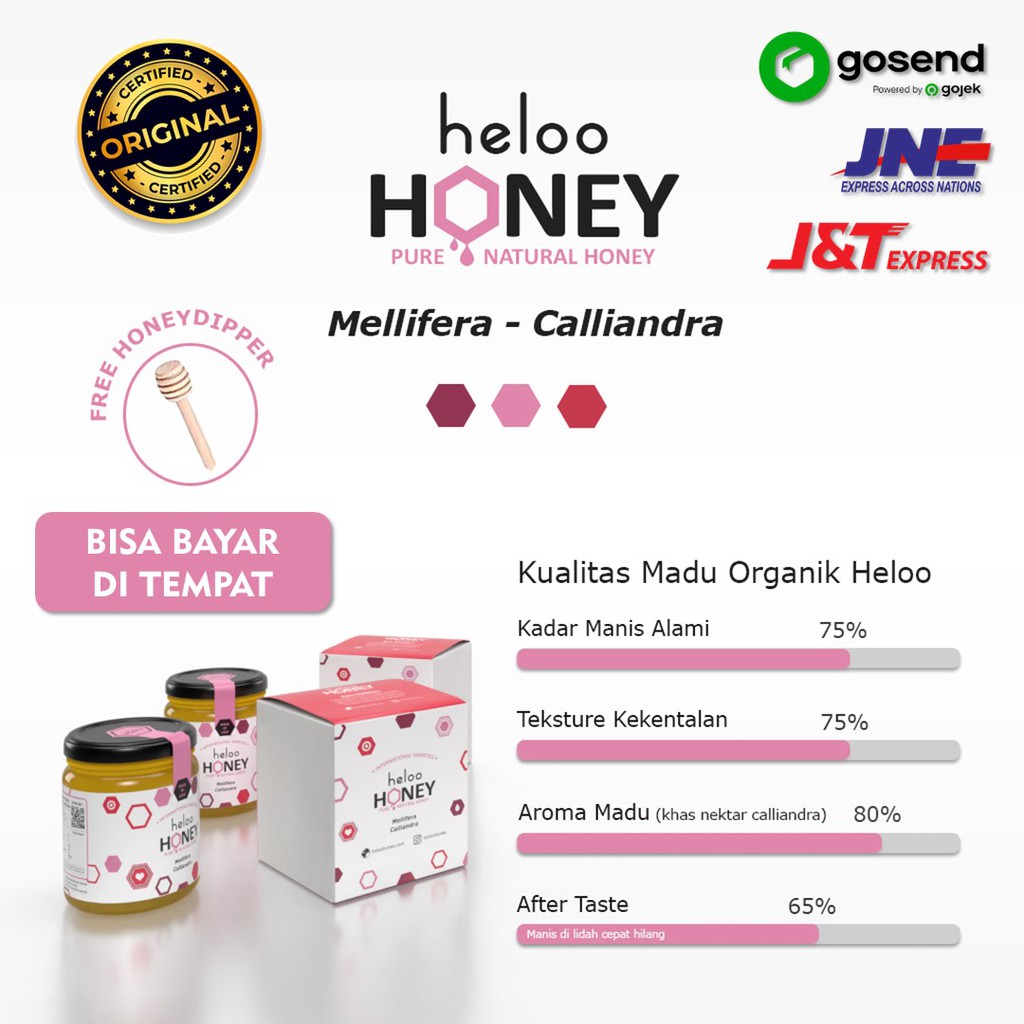 

MADU ASLI MURNI ALAMI HELOO HONEY KESEHATAN BADUY TERUJI ORGANIK ORIGINAL MELLIFERA CALLIANDRA 250gr