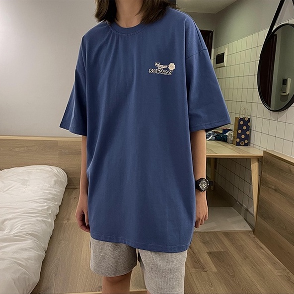 Baju Atasan Wanita Oversize Biru / Kaos Atasan Wanita Korean Style Import Premium /Kaos Cewe Kasual Fashion