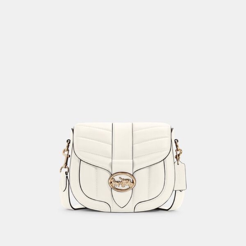 Coach Saddle Bag With Quilting White (C2803)