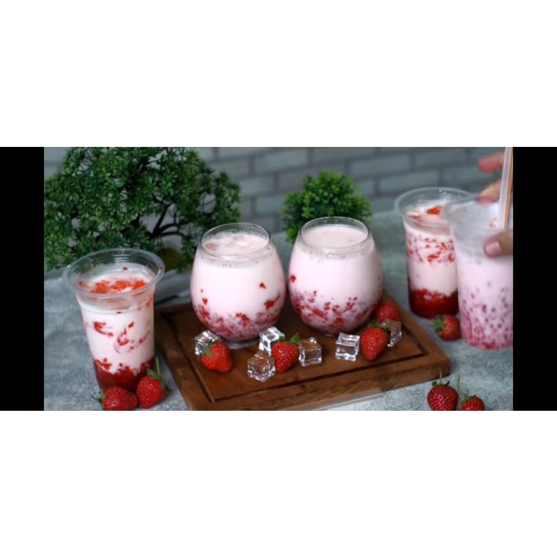 Korean milk Jelly Strawberry ekonomis / Es susu jelly strawberry