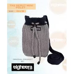 BY ELGHEERA Tas Rajut Serut Mini Polet / Tas Serut Kombinasi / Tas Hp / Tas Mini
