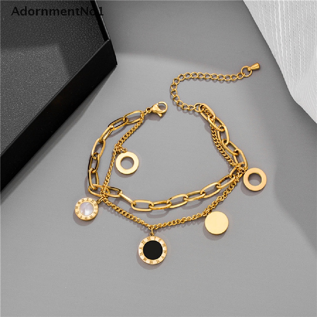 (AdornmentNo1) Gelang Bangle Titanium Steel Motif Angka Romawi Untuk Wanita