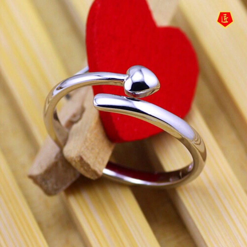 [Ready Stock]Women's Korean-Style Heart-Shaped Silver Ring