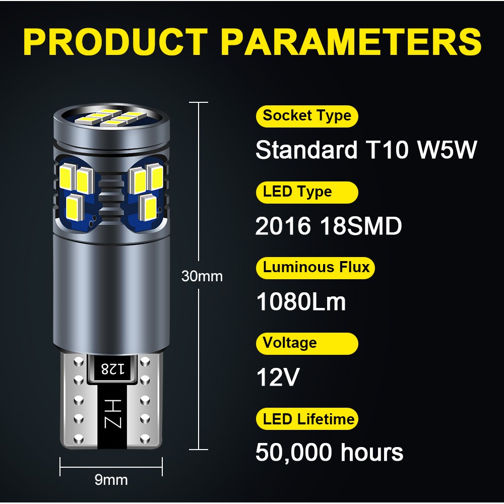 1PCS Lampu LED Interior Mobil T10 18smd W5W 194 168 12v Untuk Plat Nomor Mobil Plat Nomor Mobil LED Lampu Led Interior Mobil