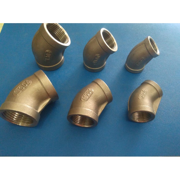 Elbow 45 derajat 1" sus 304 class 150 drat knee keni stainless