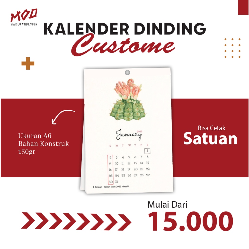 

KALENDER DINDING UKURAN A6 | KALENDER GANTUNG | KALENDER CUSTOM