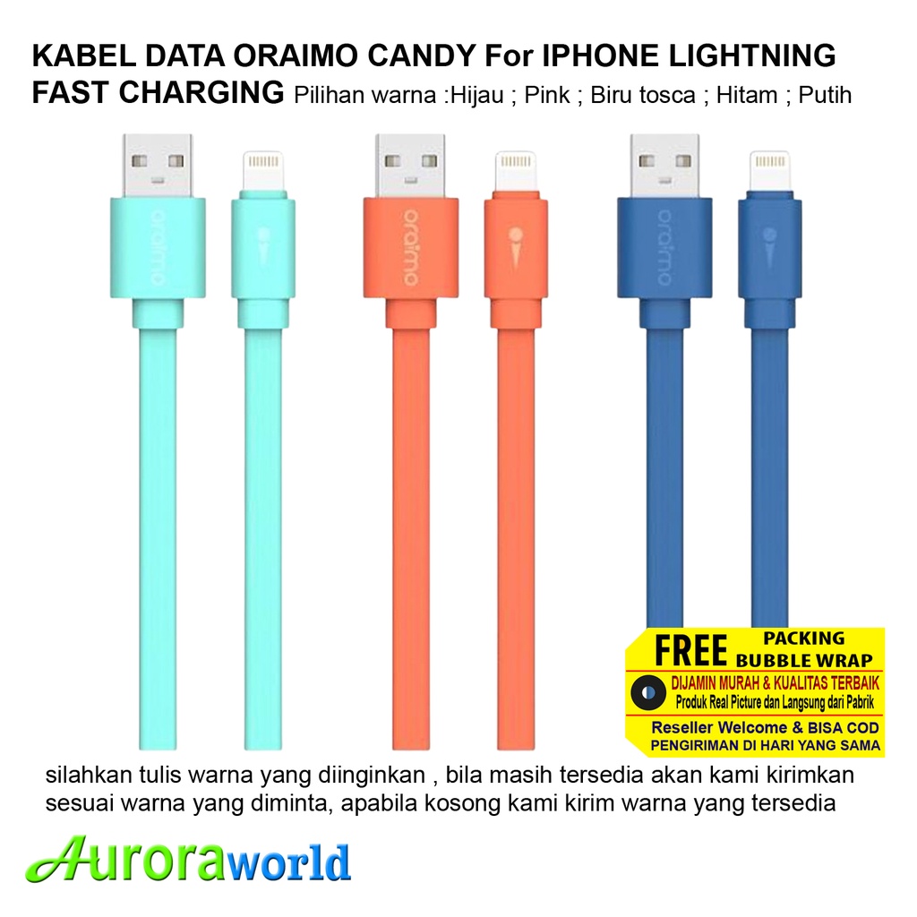 Oraimo Kabel Data Iphone Lightning USB Cable Fast Charging OCD-L53 - White