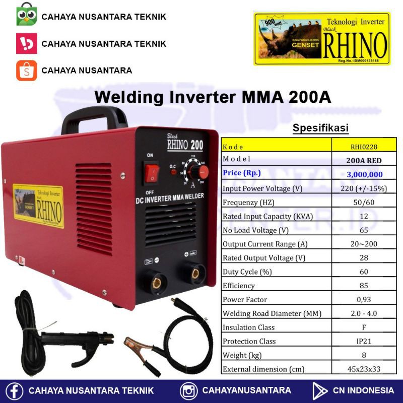 Mesin Travo Las MMA 200 A Rhino