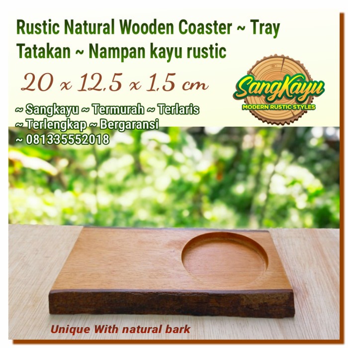 Tatakan nampan kayu tray rustic 20x12,5cm Wooden coaster Wooden Tray