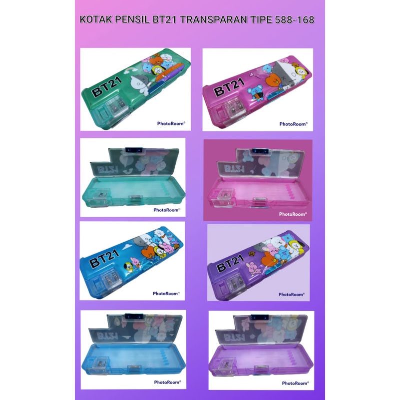 

ROYALE STATIONARY - Kotak Pensil Mangnet Transparan Dua Susun Dengan Rautan Pensil Karakter Kartun (588-186 )