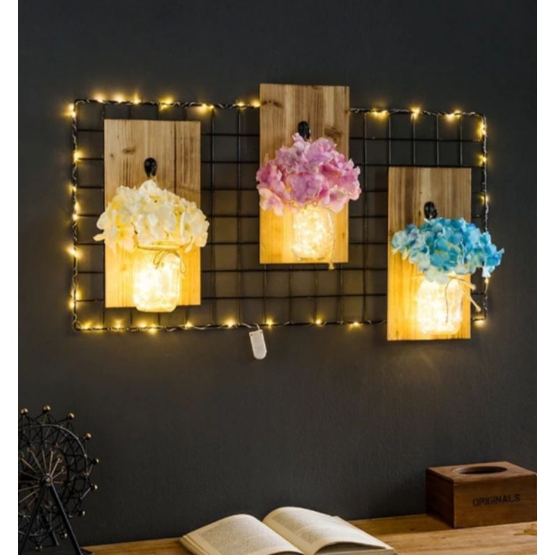 vas bunga kaca pot dinding tempel gantung