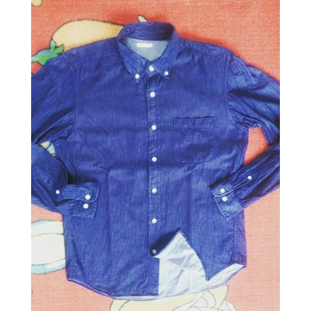 KEMEJA DENIM INDIGO GU JEANS SIZE L