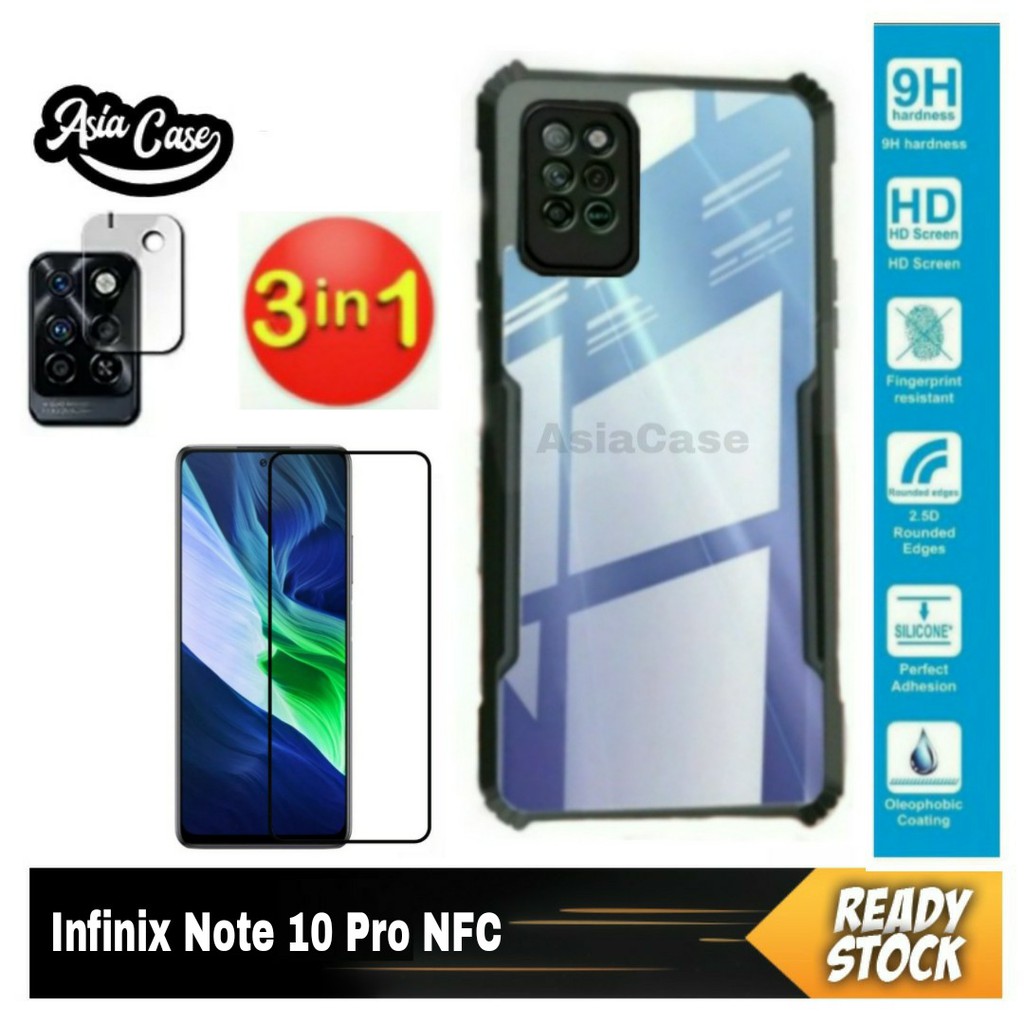 Promo 3 IN 1 Case Infinix Note 10/Note 10 Pro/Note 10 Pro NFC Tempered Glass Full Dan Tempered Glass