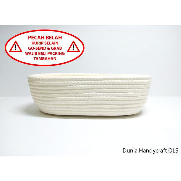 Pot - Vas Bunga Keramik Oval Tambang - Vas Dekorasi