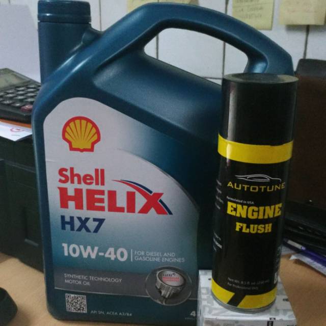 Paket ganti oli Hx7, SAE 5W40 plus engine flush Nissan Grand livina