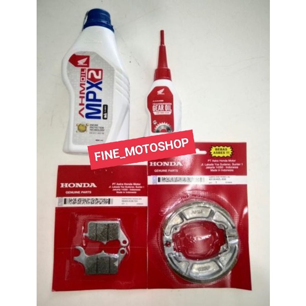 PAKET SERVICE VARIO BEAT SCOOPY SPACY Fi KARBU SEMUA MOTOR HONDA MATIC
TERDIRI DARI :
- OLI MPX2
- O