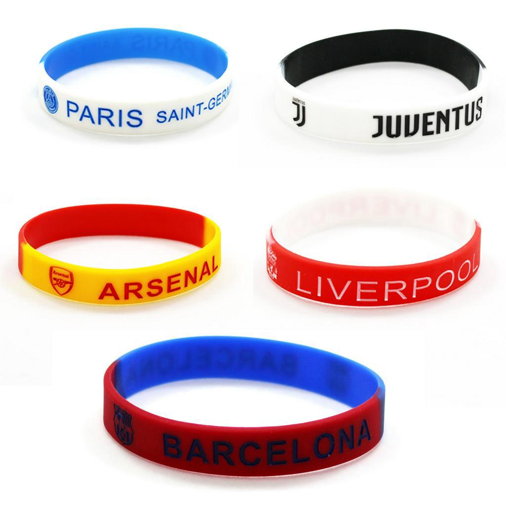 Gelang Silikon Karet Sepakbola Desain Klub Sepak Bola Barca Madrid Juventus Milan Liverpool Arsenal Chelsea PSG Munchen dll