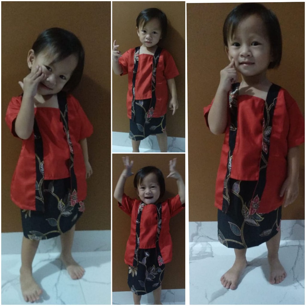 SB Collection Stelan Kebaya Galfin Kartini KutuBaru Dan Rok Midi Batik Anak Perempuan