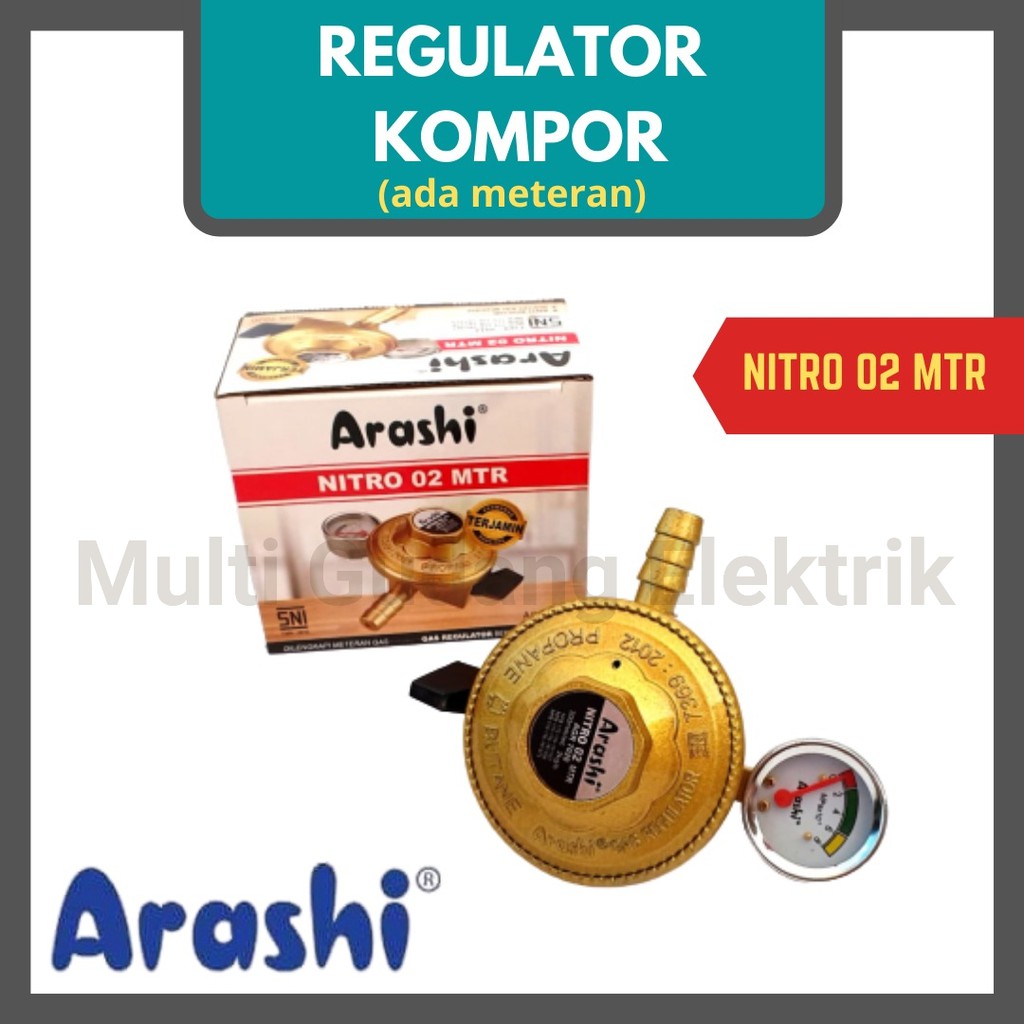 Regulator Kompor Arashi Nitro 2 plus Meteran SNI Super Murah