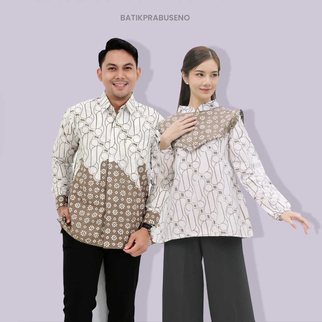 Badia Lintang Paran Hem Baju Kemeja Batik Pria Wanita Lengan Panjang Slimfit Ori Prabuseno Couple Ce