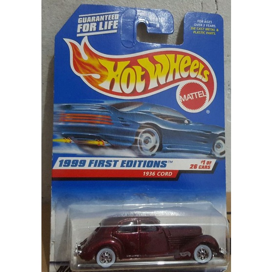 Hot whlees  Hotwheels Blue Card Classic "1999 First Editions" 1936 CORD Merah "Hot wheels Jadul"