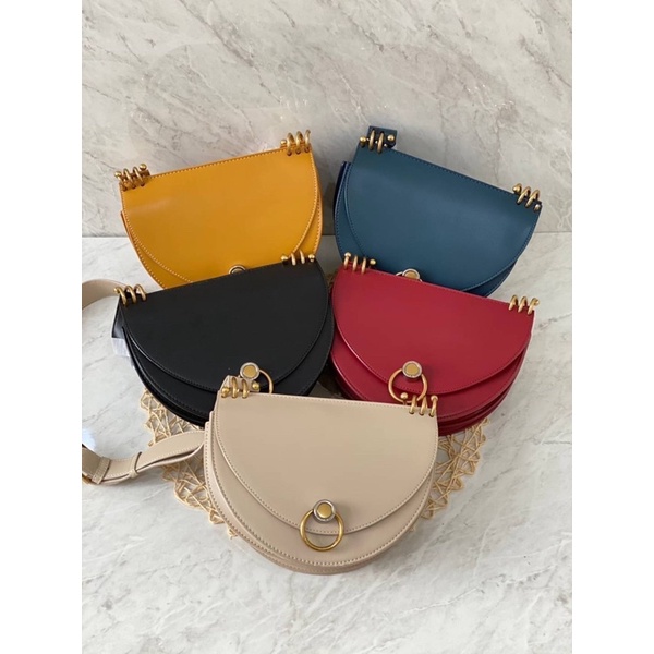 Tas Kulit Selempang Wanita CK Leather Slingbag Premium Import Hitam Black Beige Ivory Putih Gading C