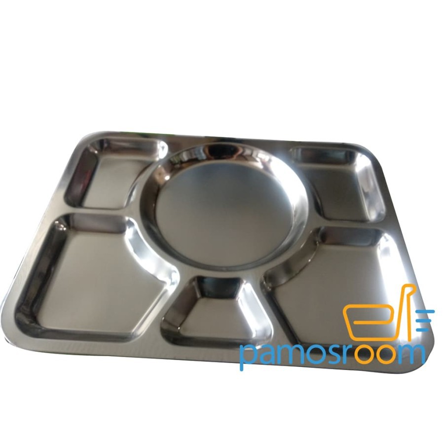Nampan Plato Stainless Nampan Makan Rumah Sakit Catering Hotel Restaurant Alas Makan 6 Sekat