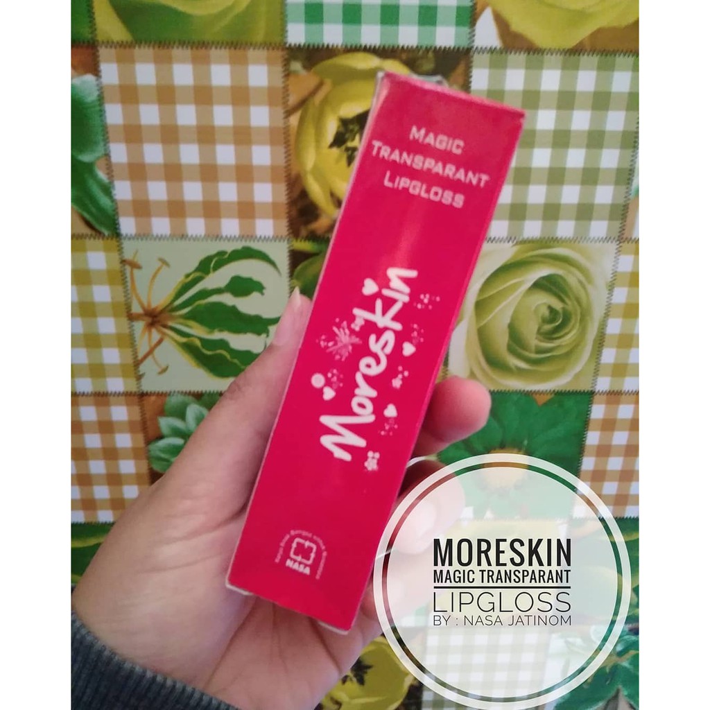 MORESKIN MAGIC TRANSPARAN LIPGLOSS NASA pelembab bibir DAN TERLIHAT PINK